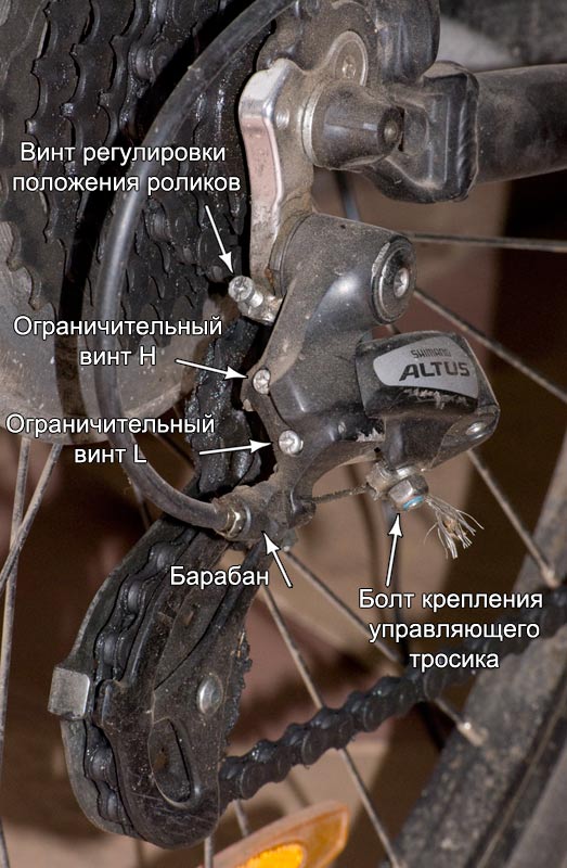 Схема сборки переключателя скоростей на велосипеде